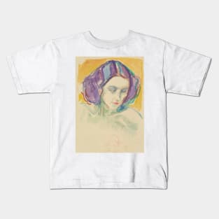 Female Portrait by Munch Kids T-Shirt